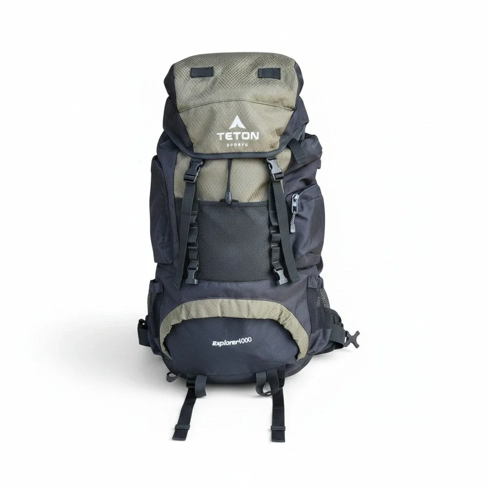 Teton Sports Explorer 4000 Internal Frame Hiking Backpack Olive Black 65L Unisex